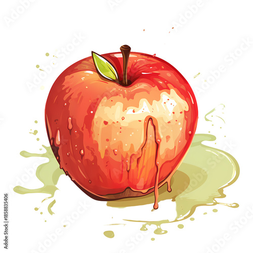 Decayed Apple Infested with Mold Illustration