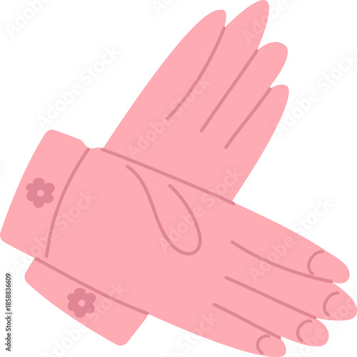 Pair of pink protective gardening gloves with flower pattern