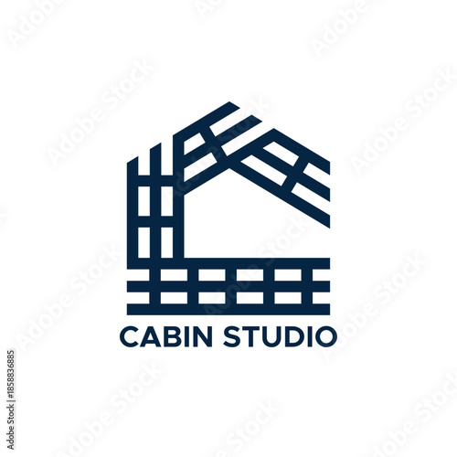Minimalist Logo Design Template House Cabin Stock Vector