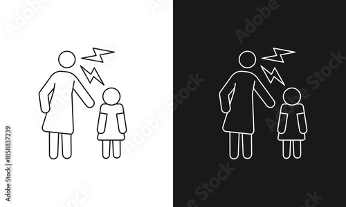 Verbal Abuse and Aggressive Shouting Icon, Minimalist Line Art Vector for Domestic Violence Awareness, Child Protection, Conflict, and Toxic Relationship Symbol