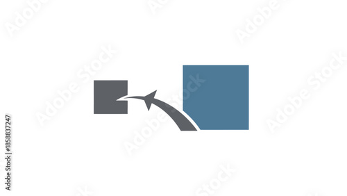 Simple graphic illustration of a grey square being moved towards a blue square.