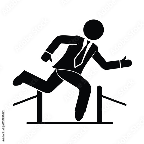 Business man over hurdles