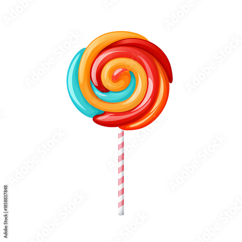 Colorful Swirled Lollipop on Stick