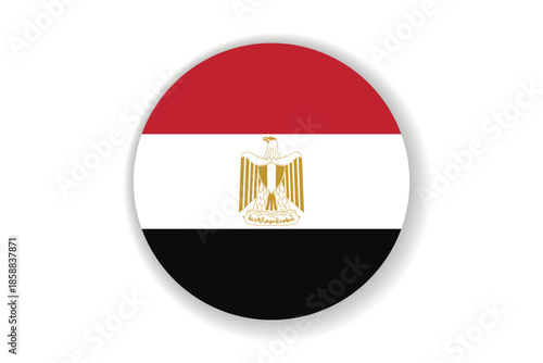 Glass light ball with flag of Egypt. Round sphere, template icon. National symbol. Glossy realistic ball, 3D abstract vector illustration highlighted on a white background. Big bubble.