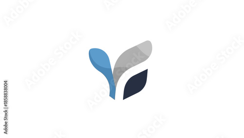 Abstract logo design with blue and gray color scheme on a white background.