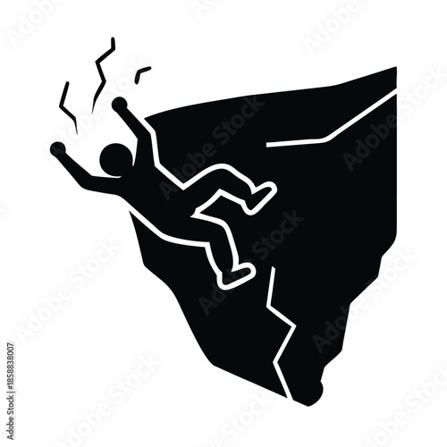 Falling Silhouette Icon Danger Risk Cliff Descent