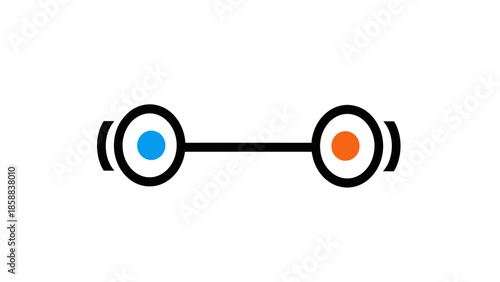 Simple graphic of two connected circles with different colored centers.