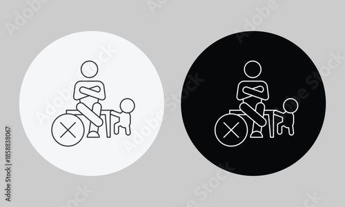 Unresponsive Parenting and Emotional Neglect Icon Representing Closed Communication Barriers and Lack of Child Engagement Vector Illustration