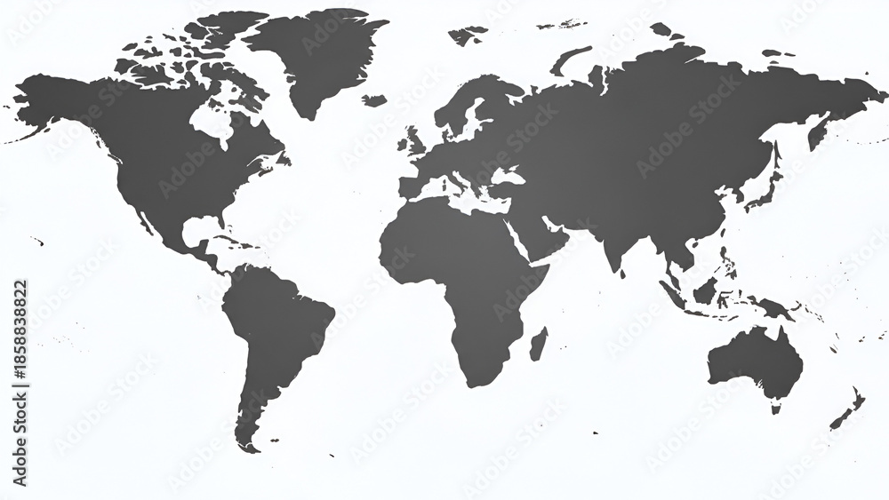 Naklejka premium Gray World Map Silhouette Vector on White Background