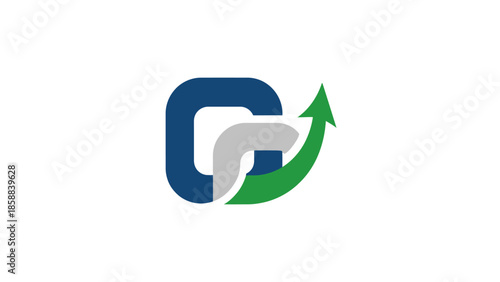 Corporate logo design with blue and green elements symbolizing growth and progress.
