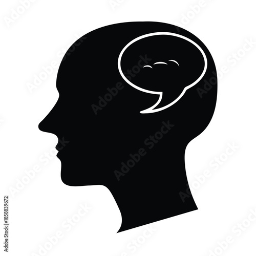 Communication Concept With Head Silhouette And Speech Bubble