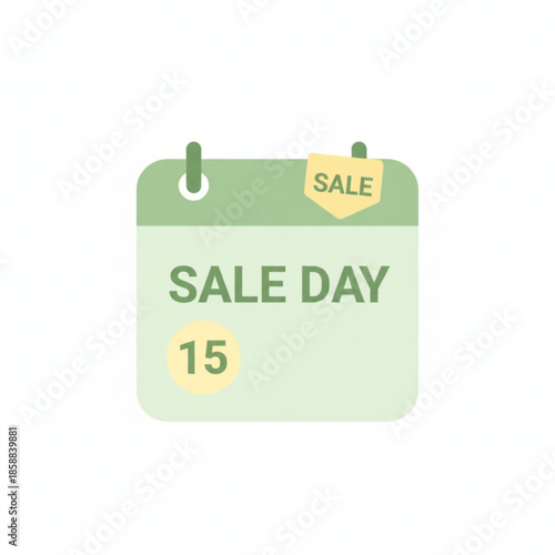 Sale day calendar icon illustration showing a promotional shopping date, ideal for seasonal sales and retail events.
