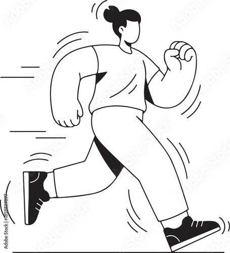 Minimalist Woman Running Line Art Illustration