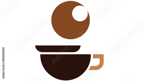 Stylized Coffee Cup with Brown and Orange Hues.