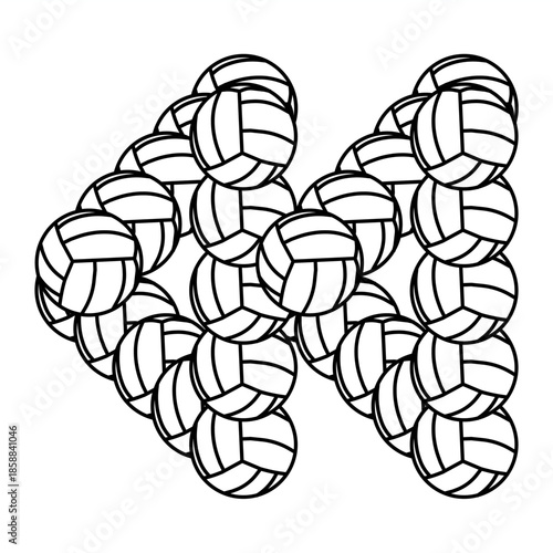 Back arrow icon illustrated using twisted volleyball rope elements, suitable for navigation buttons, UI controls, sports apps, and interface systems