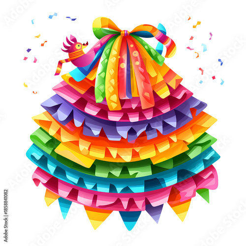 Vibrant Rainbow Pinata Decoration, Mexican Tradition