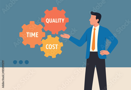 Effectiveness, efficiency or productivity for better result, improve performance or process, development or business management concept, business entrepreneur with cog wheels with effective elements.