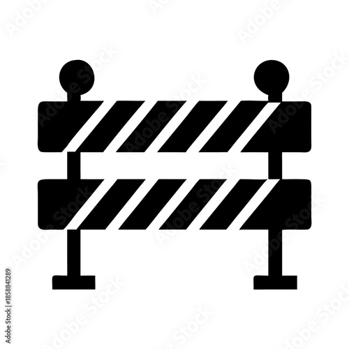 Construction road-barrier icon in black silhouette design  
