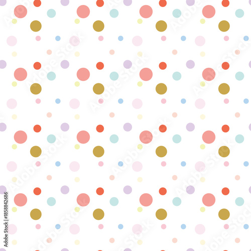 Сolor background, colorful vector texture with circles. Splash effect banner. Dotted abstract illustration with blurred drops of rain. Seamless pattern for fabric, textile.
