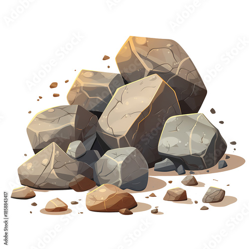 Geometric Boulder and Cracked Rock Fragments