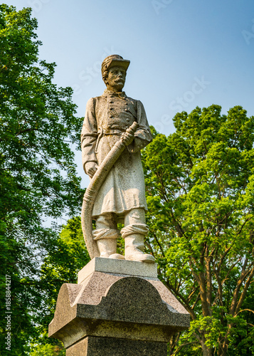 Monument to Firefighter in Oakwood Cemetery in Red Wing, Minnesota