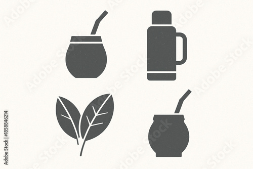 Uruguayan mate vector icons minimal rugged style