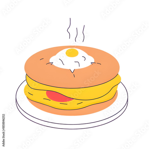 Egg Cake Sauce Bowl Food Illustration