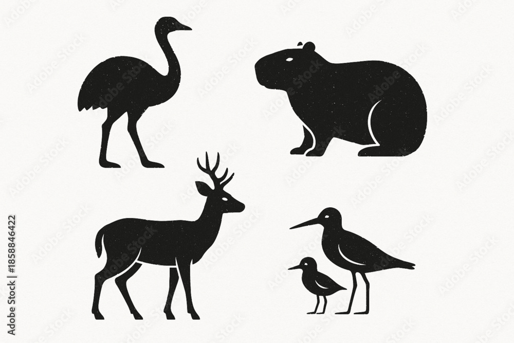 Fototapeta premium Uruguayan wildlife vector icons rugged flat style