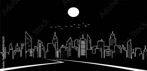 vector illustration of night city