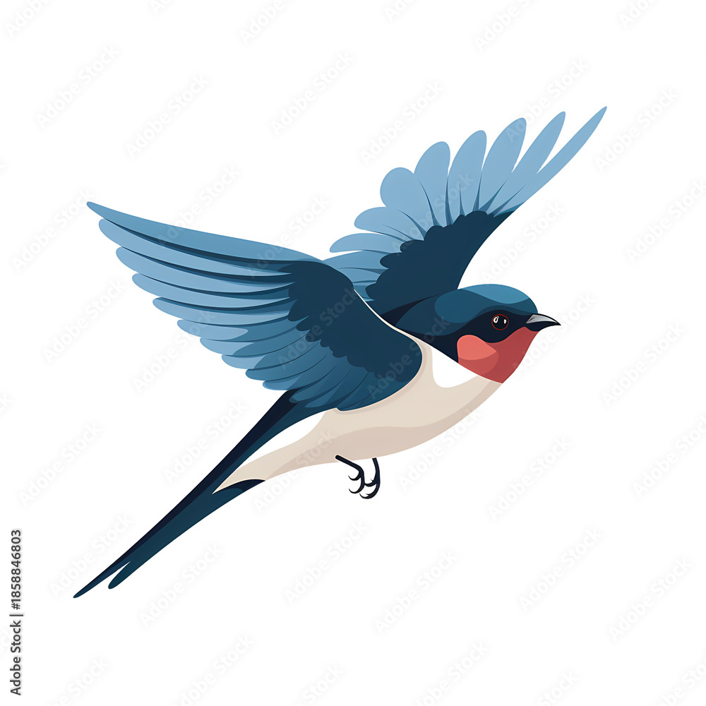 Obraz premium Graceful Swallow on White Background
