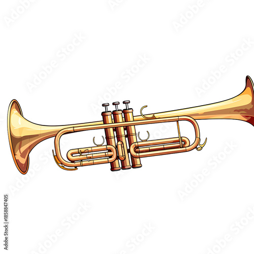 Trumpet Vector Cartoon Illustration on White
