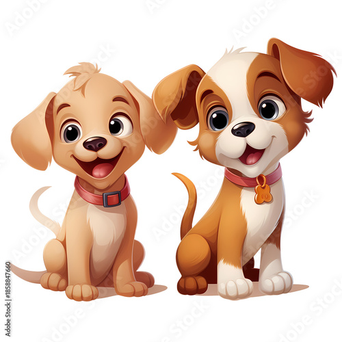 Adorable Cartoon Pups With Animated Faces