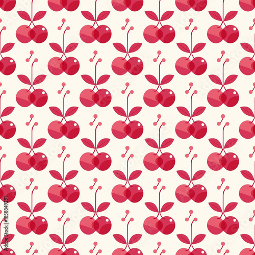 Cherry seamless geometric pattern, perfect tile symmetry