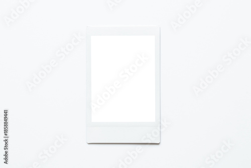 Blank instant photo card template on a white background, minimalist mockup with space for an image as a template