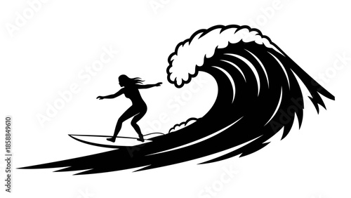 Surfer riding a large wave