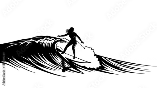 Surfer riding a wave