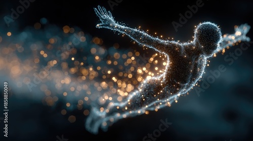 Wallpaper Mural Digital Abstract Art of Human Form with Sparkling Particles in Motion Torontodigital.ca