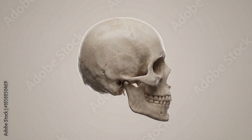 Human skull profile on neutral background representing Darwin Day  