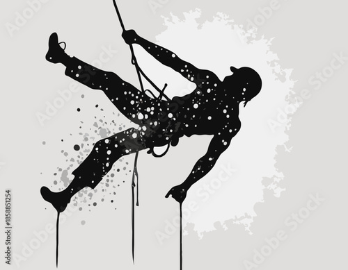 Stenciled Rock Climber with Dripping Paint Vector Art for Appare
