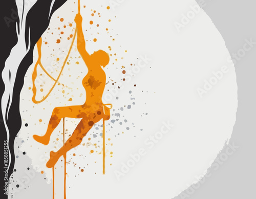 Stenciled Rock Climber with Dripping Paint Vector Art for Appare