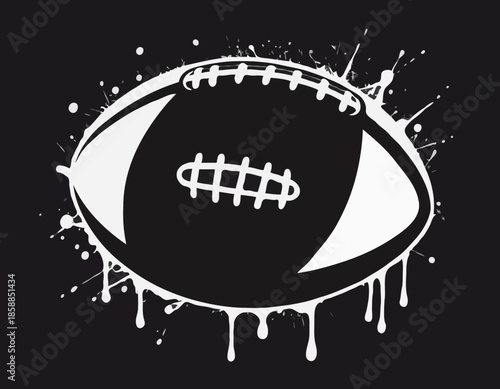 Grunge Stencil Rugby Ball with Dripping Paint Spray Illustration
