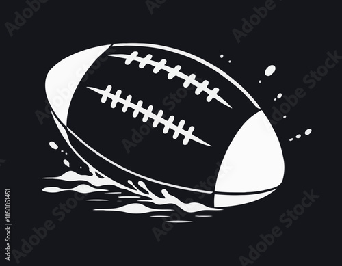 Grunge Stencil Rugby Ball with Dripping Paint Spray Illustration