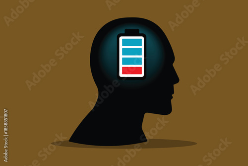 Human Head With Low Battery