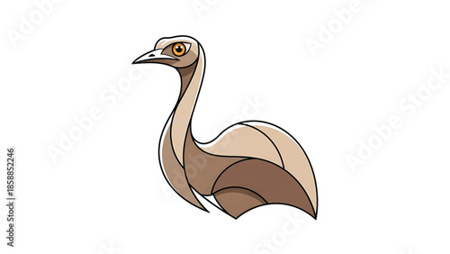 Geometric, stylized bird head and upper body illustration in warm brown tones on white background