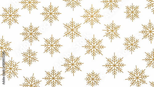 Golden snowflake patterns scattered across a pristine white background, evoking winter and festive themes