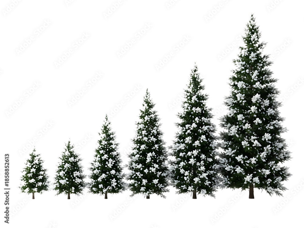 Obraz premium Snowy christmas trees isolated on transparent background
