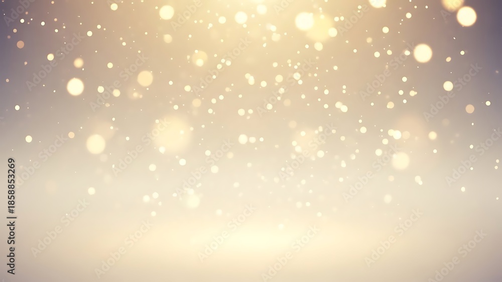 Fototapeta premium Dreamy Warm Golden Bokeh Background with Soft Blurry Lights and Glowing Particles for Luxury Celebration
