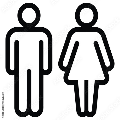 Simple Man and Woman Symbol a Gender Equality and Inclusive Representation and Equal Rights on White Background for Diversity and Acceptance