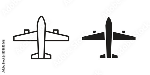 Airplane icons set in multiple style collection