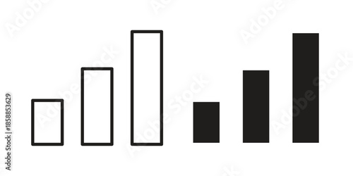 Bar chart icons set in multiple style collection